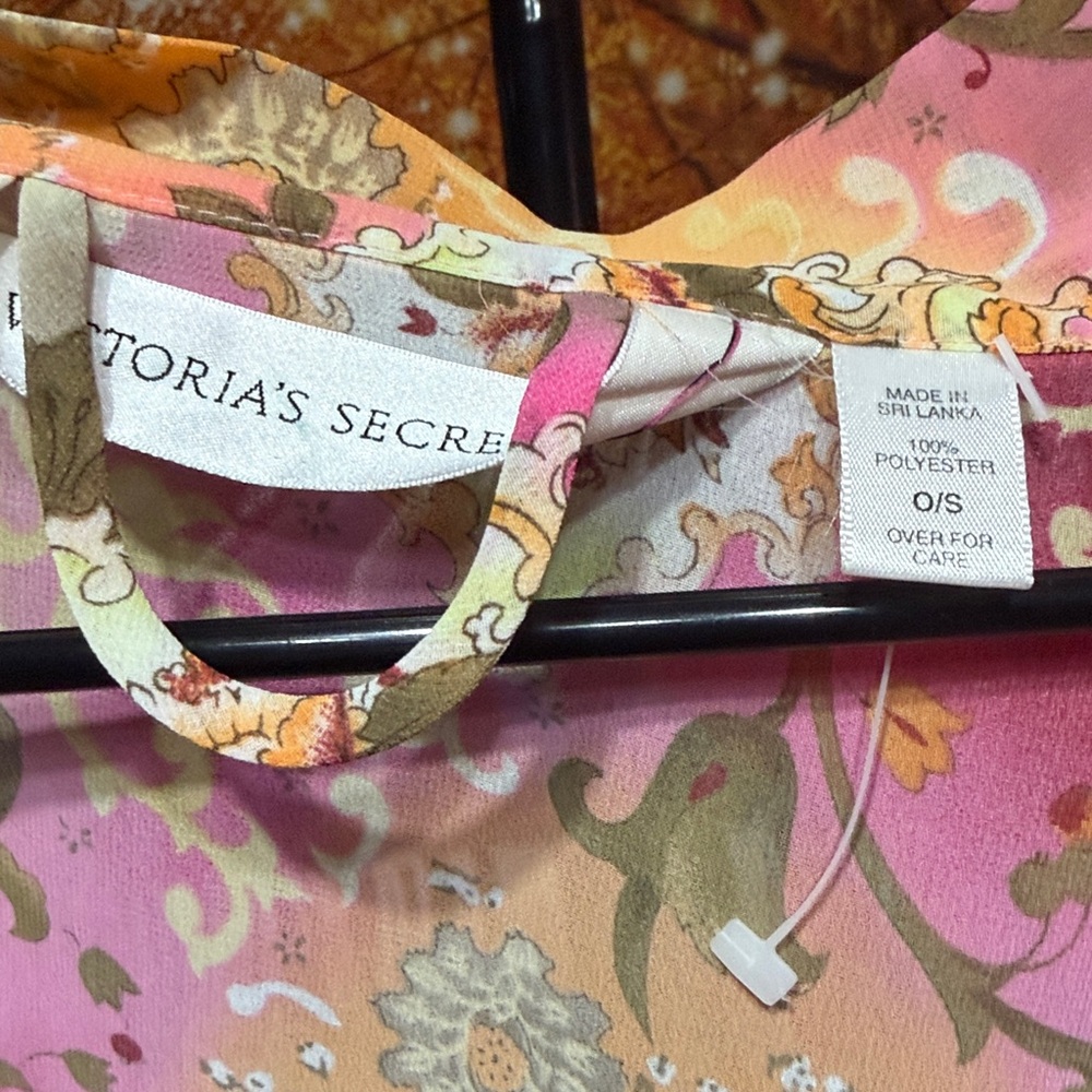 Victoria’s Secret Sheer Floral Kimono Robe Pink Yellow Pastel - Picture 4 of 4